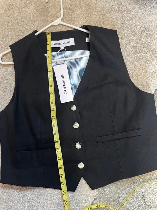 Veronica Beard Black Tailored Button Vest - Picture 4 of 8